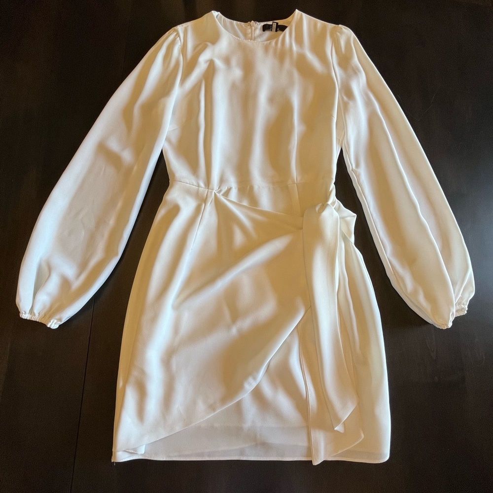 Lulu's Cream Sheath Dress with Bishop Sleeves for Weddings